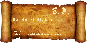 Berghold Mietta névjegykártya